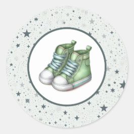 Green Baby High Tops Baby Dusche Runder Aufkleber