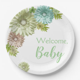 Green Baby in Bloom Brunch Dusche Pappteller