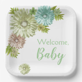 Green Baby in Bloom Brunch Dusche Pappteller
