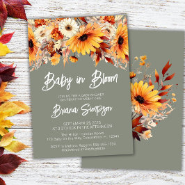 Green Baby in Bloom Fall Floral Baby Dusche Einladung