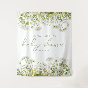 Green Baby in Bloom Floral Baby Dusche Hintergrund Wandteppich