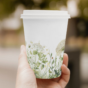 Green Baby in Bloom Floral Wildblume Babydusche Pappbecher