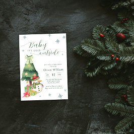 Green Baby It's Cold Outside Snowman Baby Shower Einladung