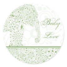 Green Baby Liebe Elephant Sticker