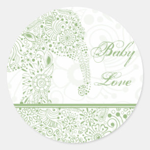 Green Baby Liebe Elephant Sticker