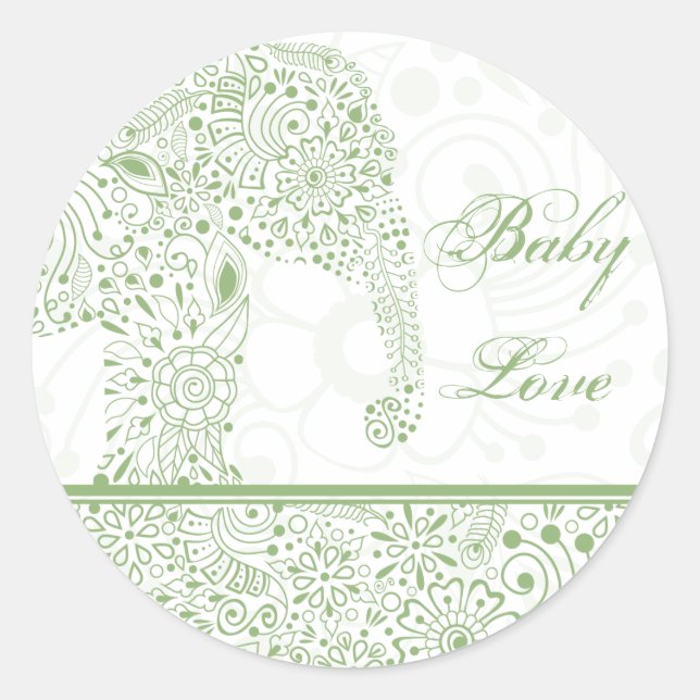 Green Baby Liebe Elephant Sticker (Vorderseite)