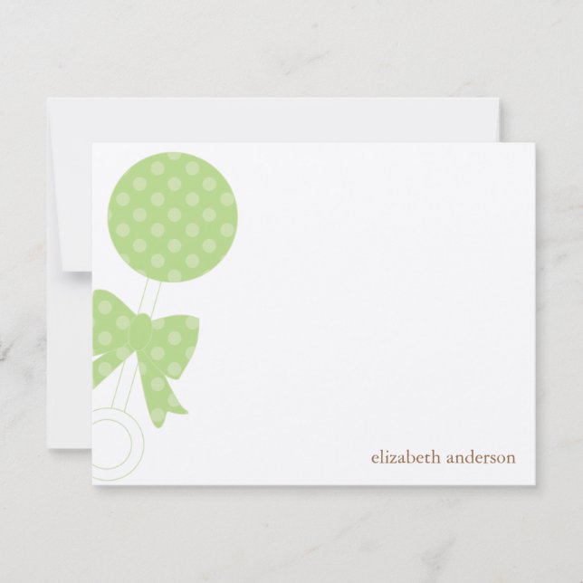Green Baby Rattle Shower Vielen Dank Dankeskarte (Vorderseite)