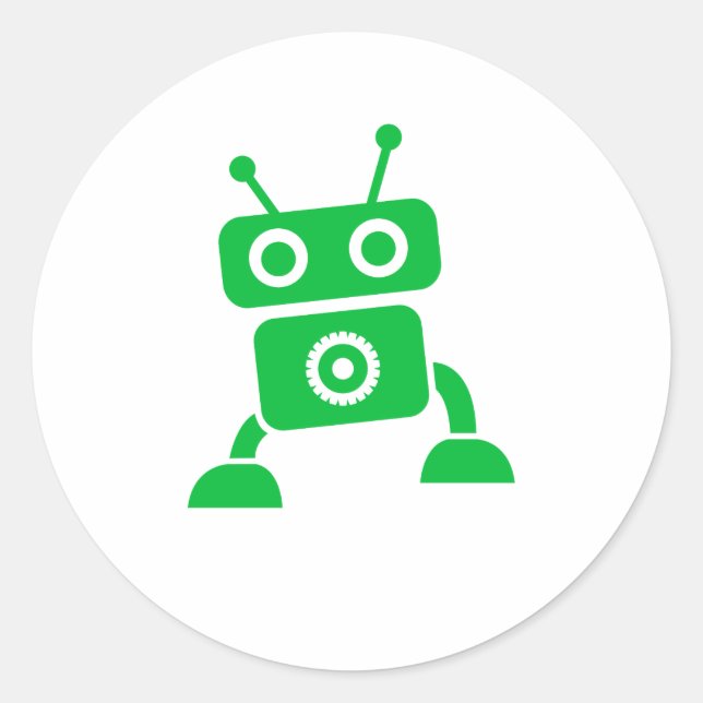 Green Baby Robot Runder Aufkleber (Vorderseite)