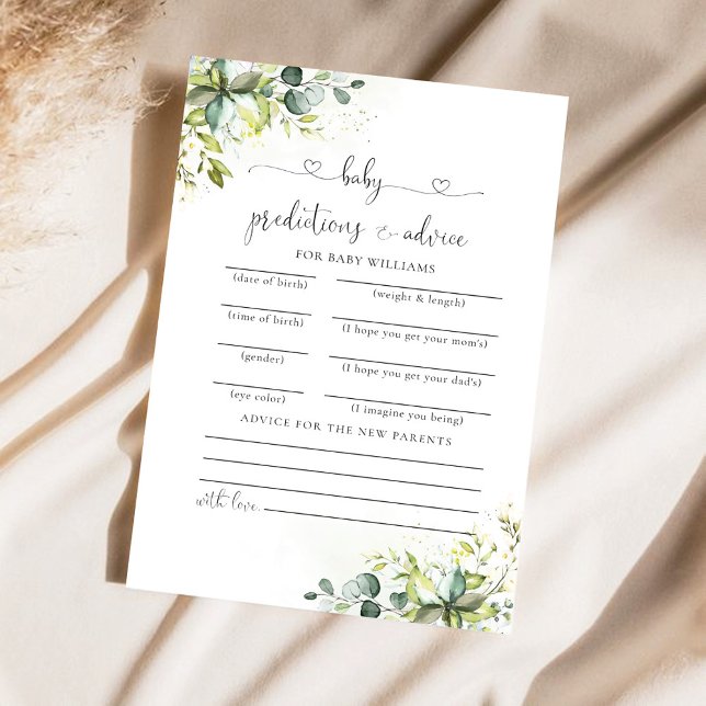 Green Baby Shower Predictions Card (Von Creator hochgeladen)