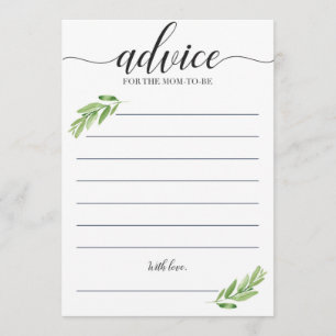 Green Baby Shower Ratschläge für die Mama, Karten