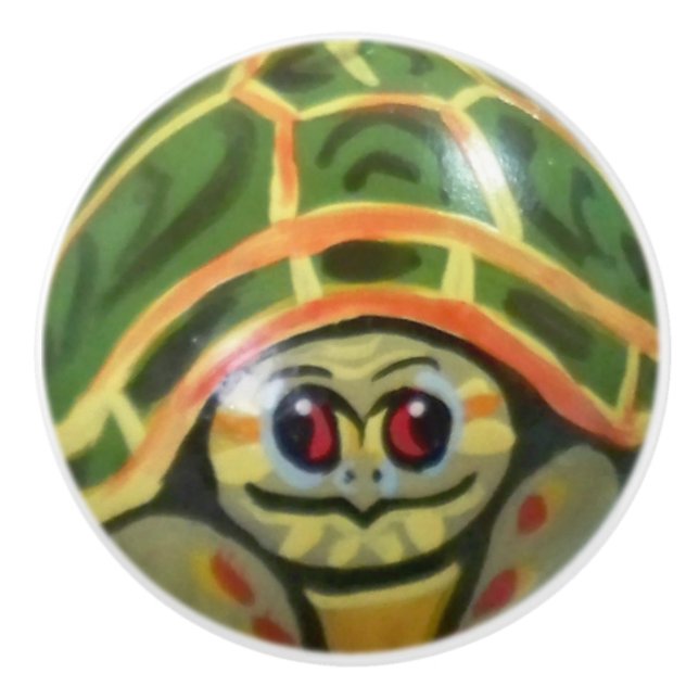 Green Baby Turtle Drawer Door Cabinet Knob Kinder Keramikknauf (Vorderseite)