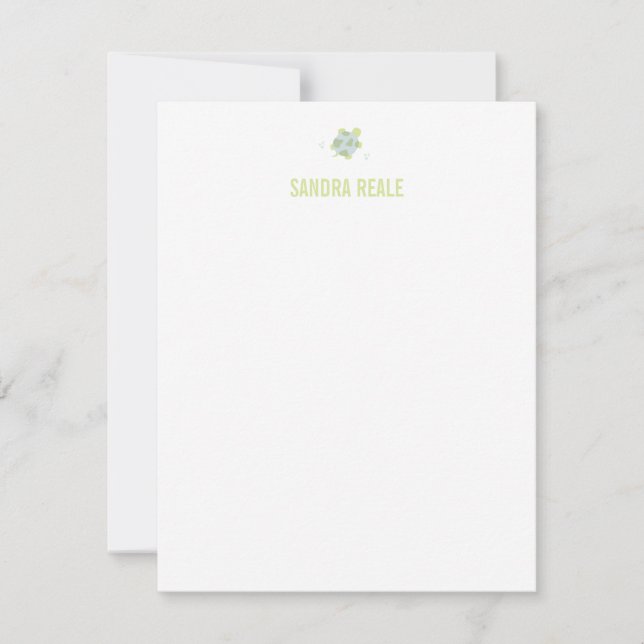 Green Baby Turtle Stationery Personal Note Card Mitteilungskarte (Vorderseite)