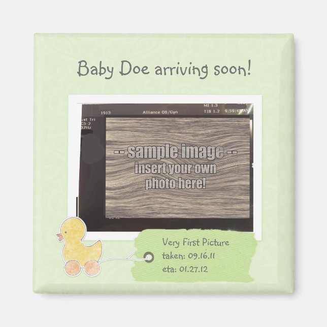 Green Baby Ultrasound Foto Custom Duck Magnet (Vorne)