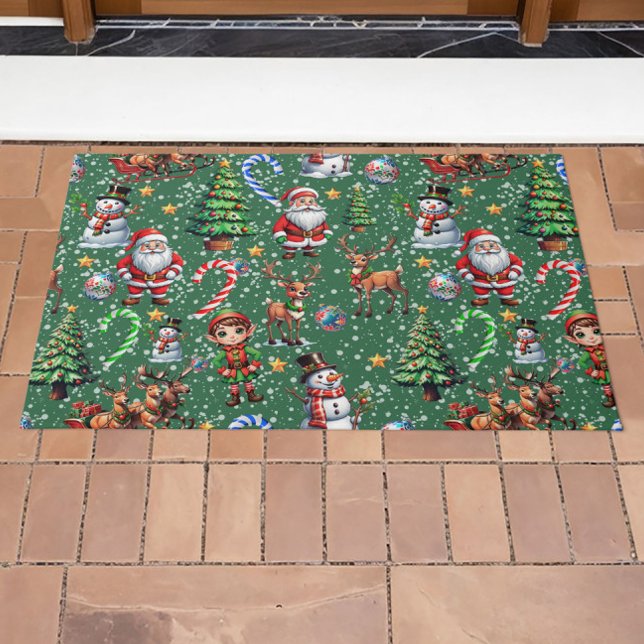 Green Background Christmas Decorative Pattern Fußmatte (Von Creator hochgeladen)