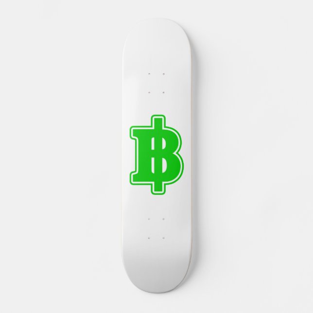 GREEN BAHT SIGN ฿ thailändischer ฿ Skateboard (Vorderseite)