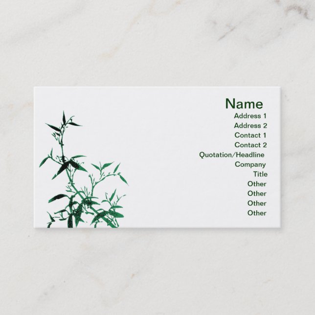 Green Bamboo Business Card Visitenkarte (Vorderseite)