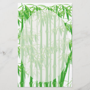 Green Bamboo Floral Stationary Briefpapier