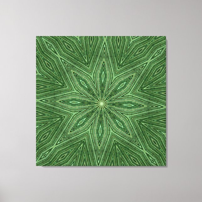 Green Bamboo Modern Geometric Diamond Muster Leinwanddruck (Vorderseite)