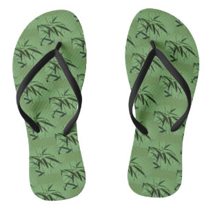 Green Bamboo Muster Flip Flops