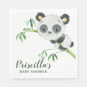 Green Bamboo Panda Baby Shower Gender Neutral Serviette