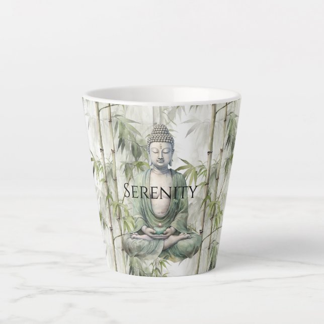 Green Bamboo Serenity Buddha Milchtasse (Vorderseite)