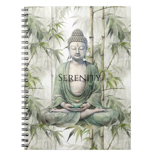 Green Bamboo Serenity Buddha Notizblock (Vorderseite)