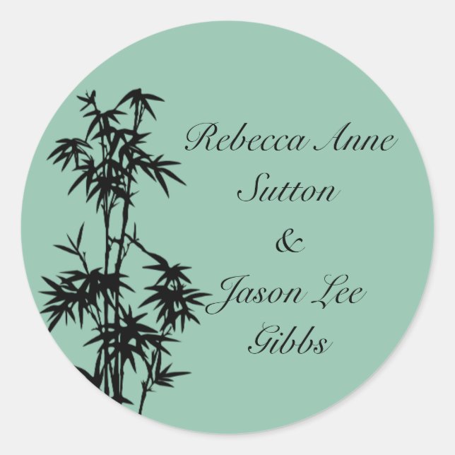 Green Bamboo Wedding Stickers (Vorderseite)