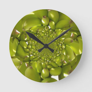 Green Banana Kaleidoskop Art Print/Graphic Runde Wanduhr