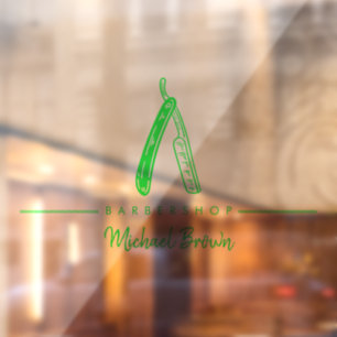 Green Barber Razor Logo Business Fensteraufkleber