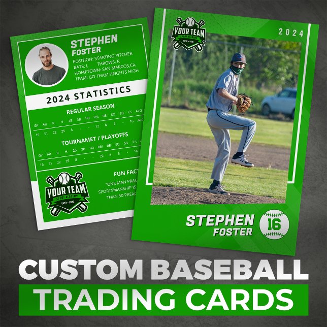 Green Baseball Trading Card Pro Baseball Player Telefonnummerkarte (Von Creator hochgeladen)