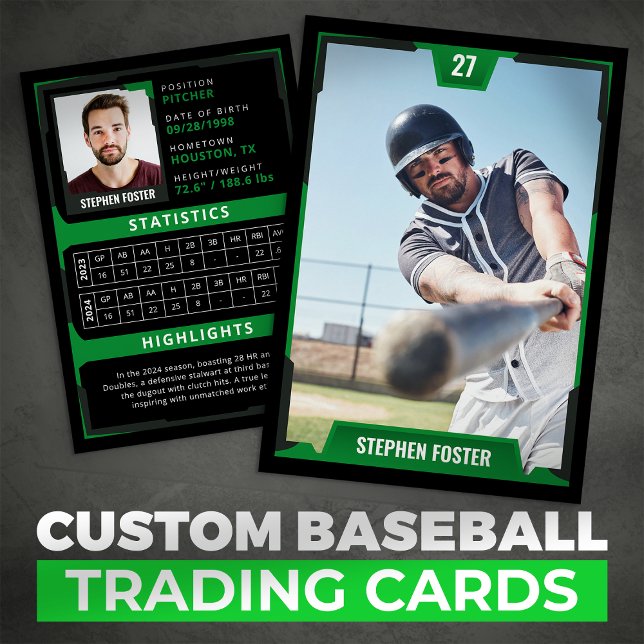 Green Baseball Trading Card - Spielerprofil Telefonnummerkarte (Von Creator hochgeladen)