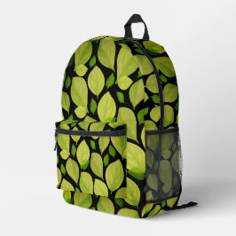 Green Basil Leaves Hand drawn Pattern  Bedruckter Rucksack