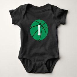 Green Basketball Custom Jersey Number Baby Baby Strampler