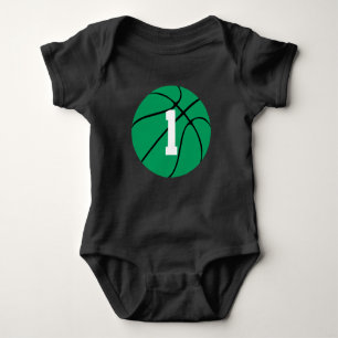 Green Basketball Custom Jersey Number Baby Baby Strampler