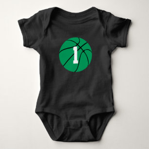 Green Basketball Custom Jersey Number Baby Strampler