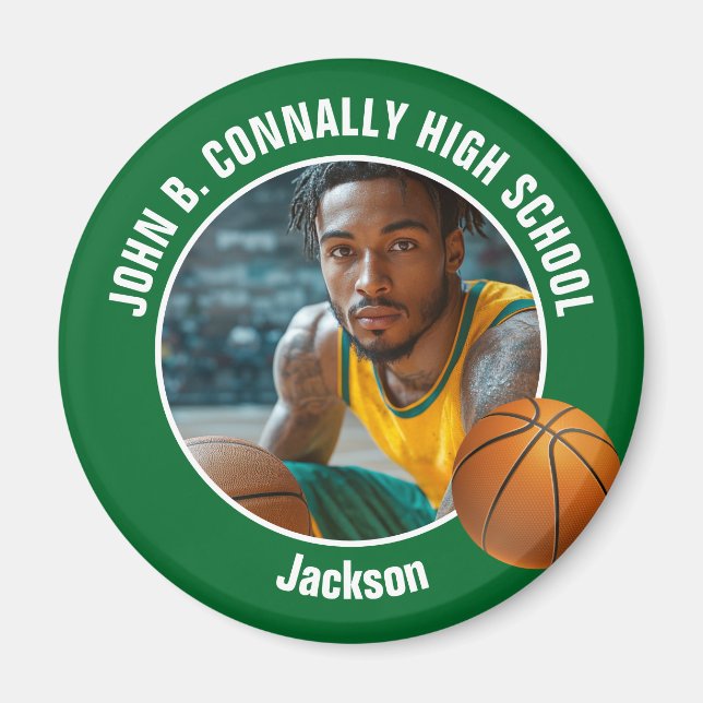 Green Basketball Player High School Photo Magnet (Vorne)