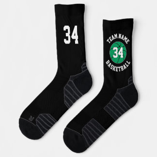 Green Basketball Player Team Name and Number Socken