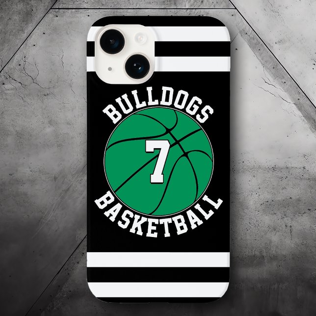 Green Basketball Team Name Player Number Custom Case-Mate iPhone Hülle (green basketball phone case with custom team name and player number)