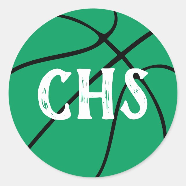 Green Basketball Team Party, Pep Kundgebung oder E Runder Aufkleber (Vorderseite)