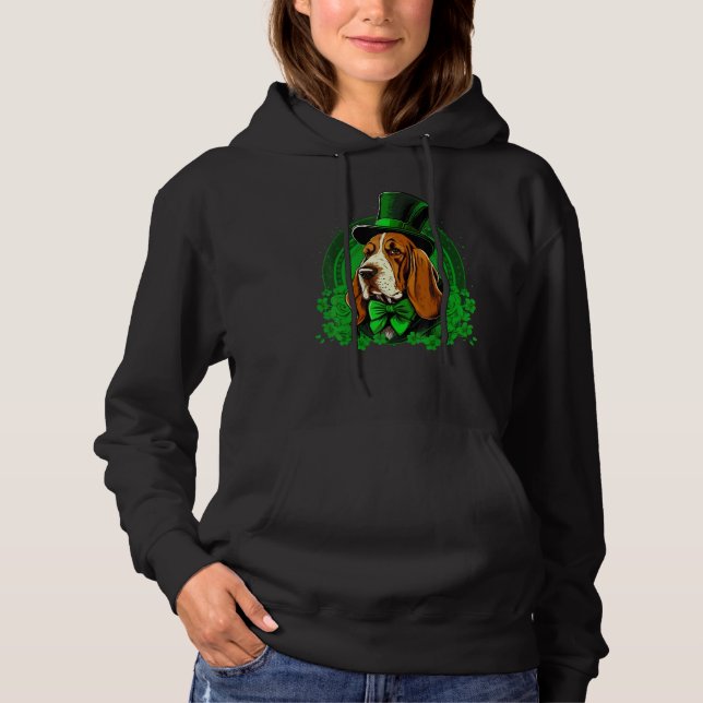 Green Basset Hound shamrock on St Patricks Day Bas Hoodie (Vorderseite)