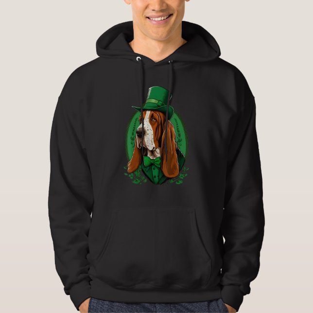 Green Basset Hound shamrock on St Patricks Day Bas Hoodie (Vorderseite)