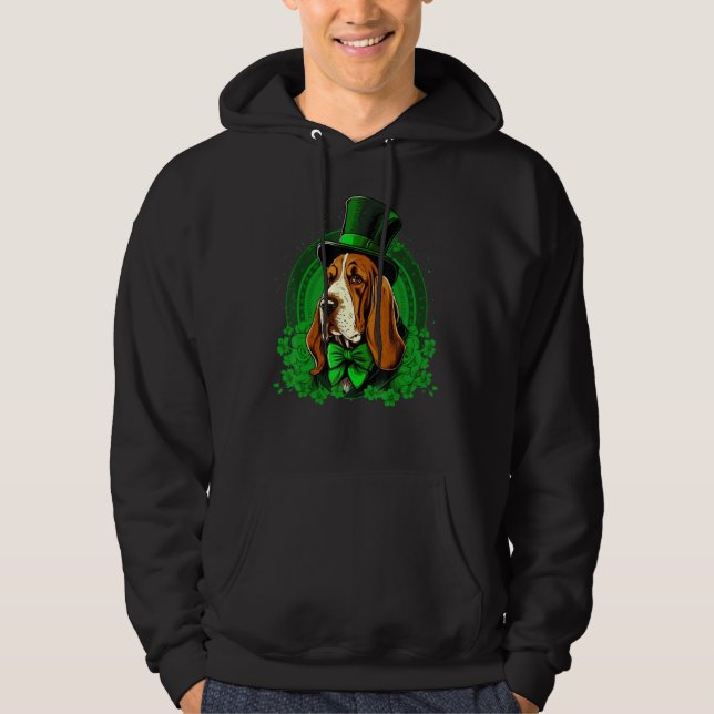 Green Basset Hound shamrock on St Patricks Day Bas Hoodie (Vorderseite)