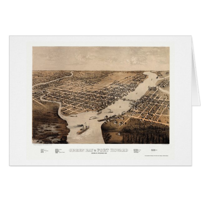 Green Bay, panoramische Karte WI - 1867 (Vorderseite (Horizontal))