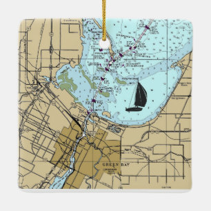 Green Bay WI-Seekarte Keramikornament