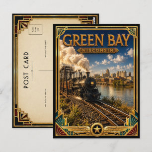Green Bay Wisconsin Vintage Art Deco Golden Age Postkarte