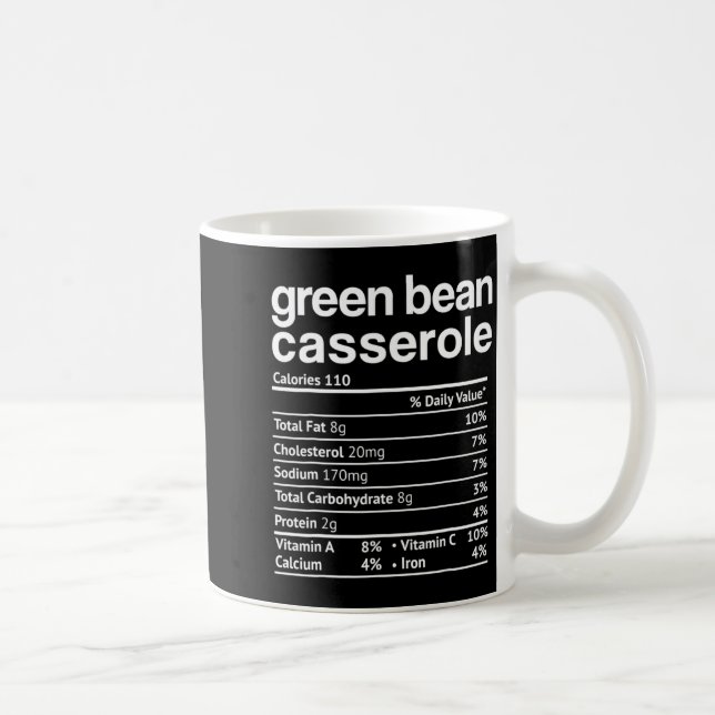Green Bean Cerole Nutrition Facts Funny Thanksg  Kaffeetasse (Rechts)