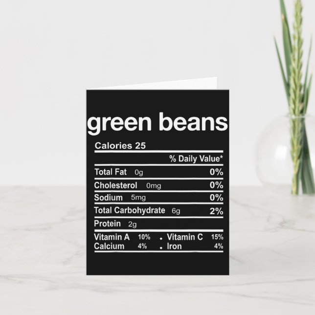 Green Beans Nutrition Facts Funny Thanksgiving Chr Karte (Vorderseite)