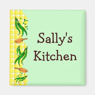 Green Beans Retro Custom Yellow Kitchen Magnete