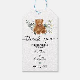 Green Bear Baby Shower Favor Tag Geschenkanhänger