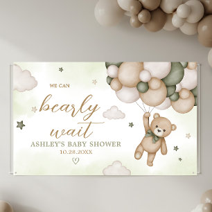 Green Bear Balloon Babydusche Banner